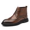 High Quality Soft Leather Ankle Boots Comfy Men Bullock Flat Designer Oxford Dress Shoes Men Casual Leather Boots Big Size 37-48