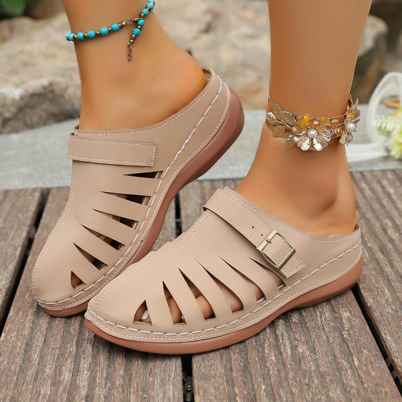 Fashion 2025 New Summer Women Slippers Fashion Closed Toe Sandals Slip on Platform Slippers Comfortable Vintage Wedge Shoes Slides Women