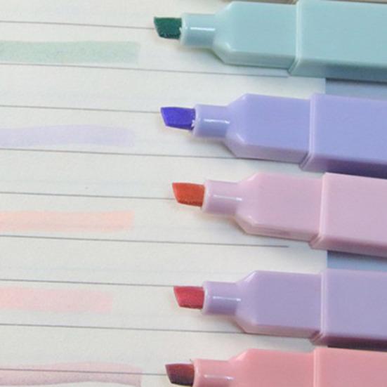 12Pcs/Set Highlighter Pens Non-Neon Pastel Colors Quick Dry Marking Pen Study Journaling Office School Supplies