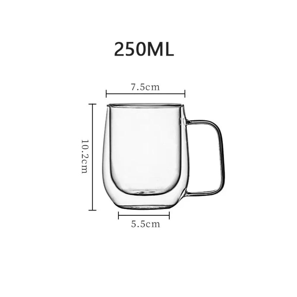 

1/2/4 шт. Кружка из высокоборосиликатного стекла с двойными стенками, термостойкая, с ручкой, для кофе, молока, сока, воды, 250/400 мл 250-400ml