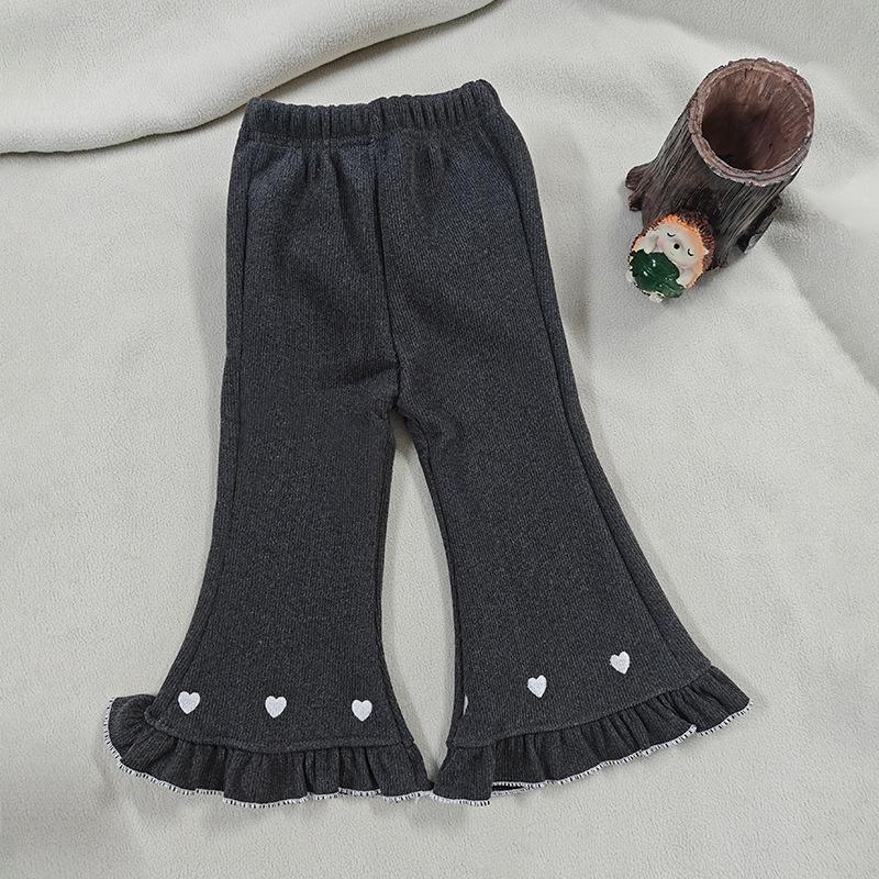 

Kids Girls Flare Leggings for Children Casual Elastic Pants Solid Color Slim Fit Leggings Baby Girls Spring Summer Vintage Pants 140 темно серый