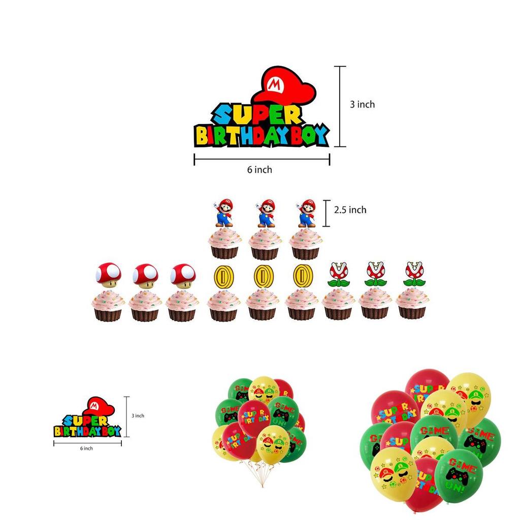 Set Decorazioni Festa di Compleanno Super Mario con Palloncini Vivaci e Striscione