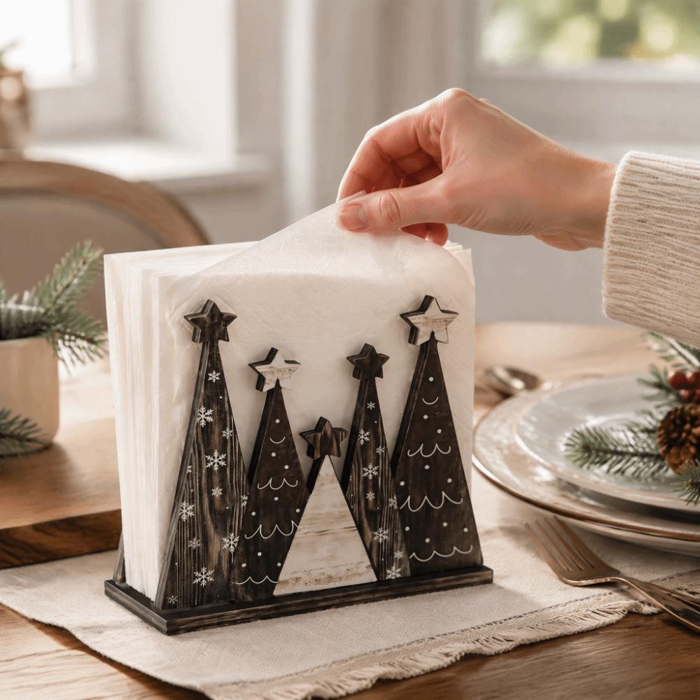 Convenient Table Decoration Unique Wooden Tree Decoration Gift Christmas Tissue Holder Office