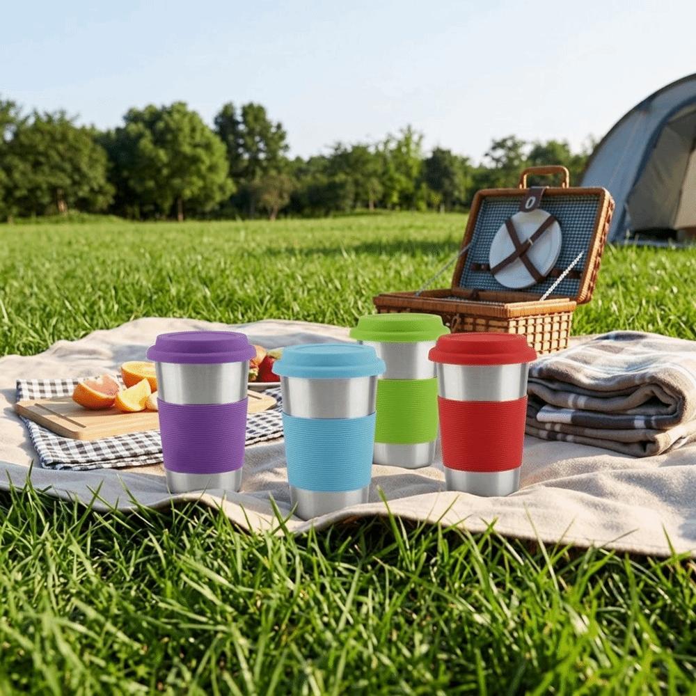 

Rolled Edge Beer Cup 304 Steel Outdoor Cup Heat Insulated Water Cup Coffee Drinking синій