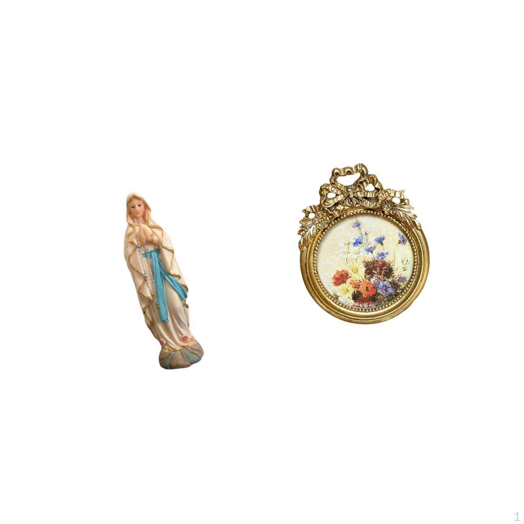 Ornate European Mary Statue Blessed Sculpture Artwork Decorative Desk Display for Wedding Gift Ideas