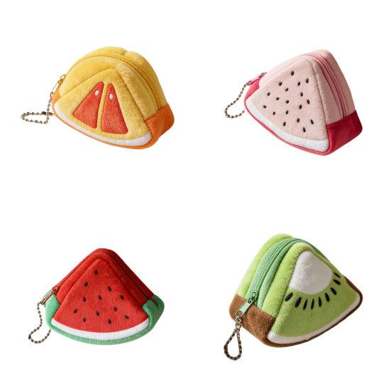 Plush Coin Purse Cute Wallet Small Coin Pouch Mini Change Purse Case Fruit Zipper