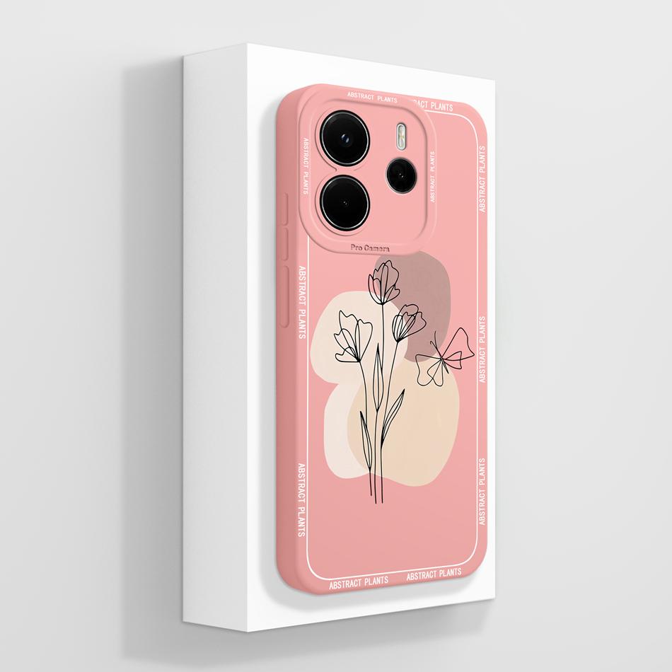 Per Custodia Telefono Redmi Note 14 4G Versione Europa Farfalla Funda Cover Posteriore Morbida in Silicone Liquido Per Protezioni Telefono Redmi Note14