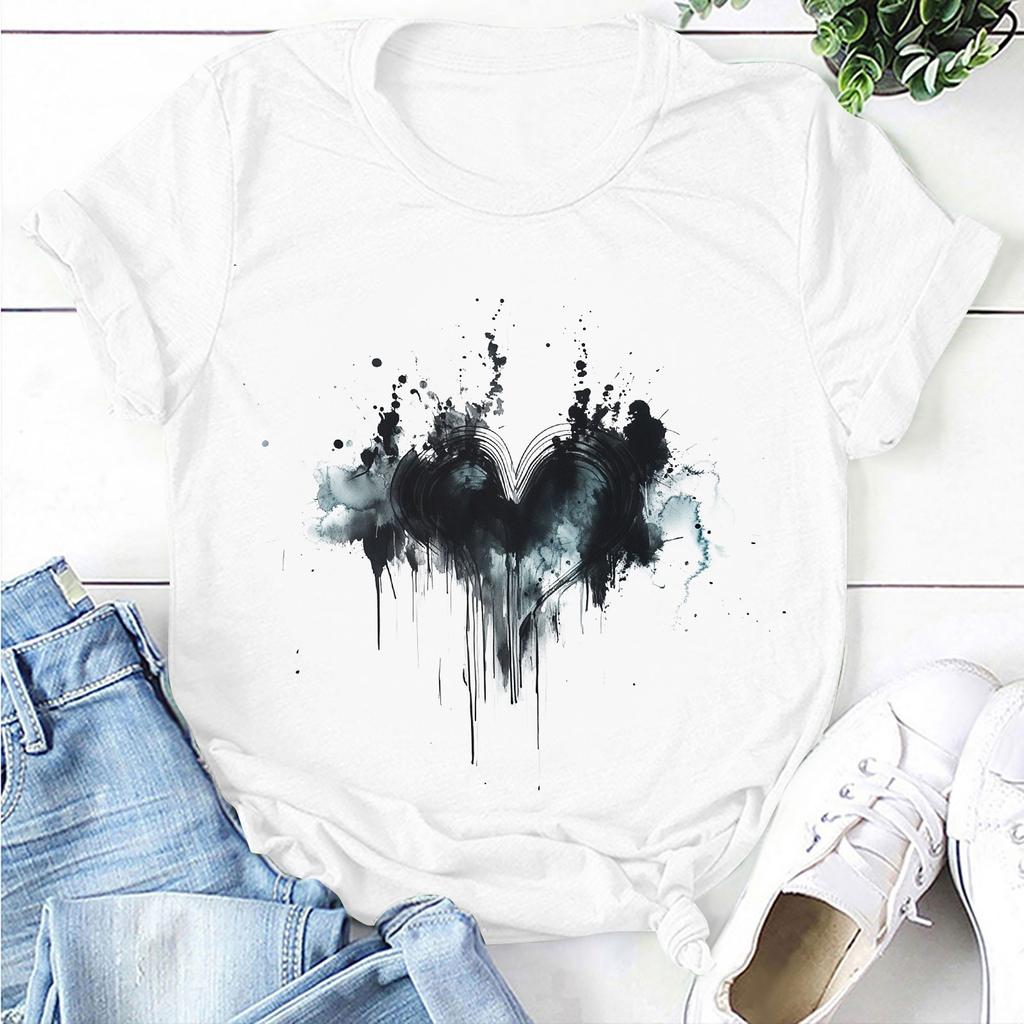 Dame Rund hals Casual Trykket Kortermet T-skjorte Topp