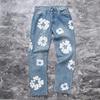ZYLLO Vibe Style Chic Bomullstrykk Vintage Jeans Retro Vasket Hip Hop Slim Denim Bukser
