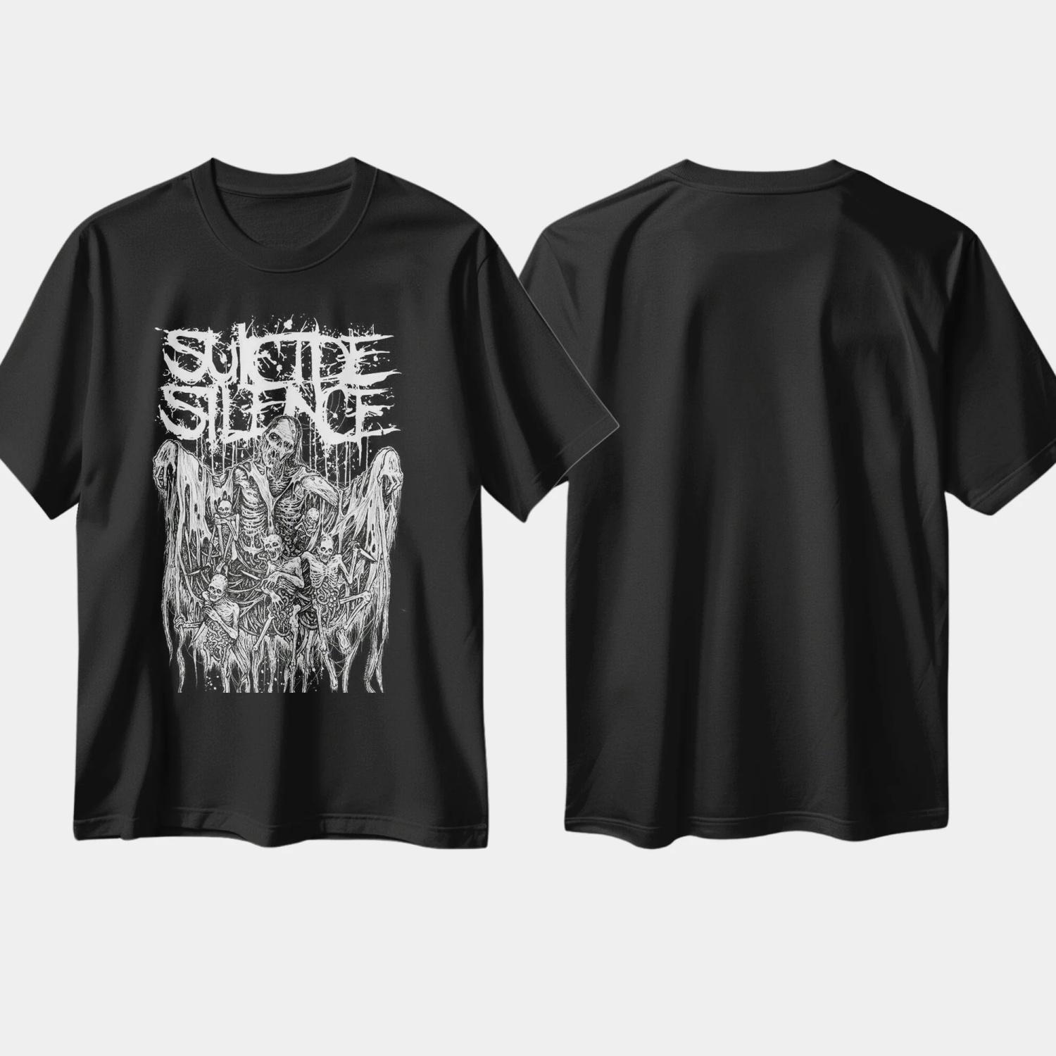 

Deathcore Band T-shirt Suicide graphic Silence Unisex cotton Vintage round neck rock Men Women Streetwear Tees Short Sleeve S чёрный