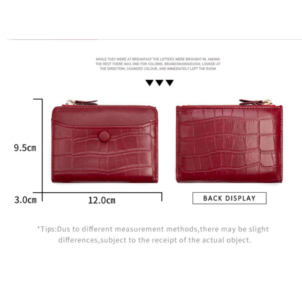 Fashion Multi-card Slots Women's Short Wallet Leather Waterproof Coin Purse Solid Color Crocodile Print Card Storage Bag