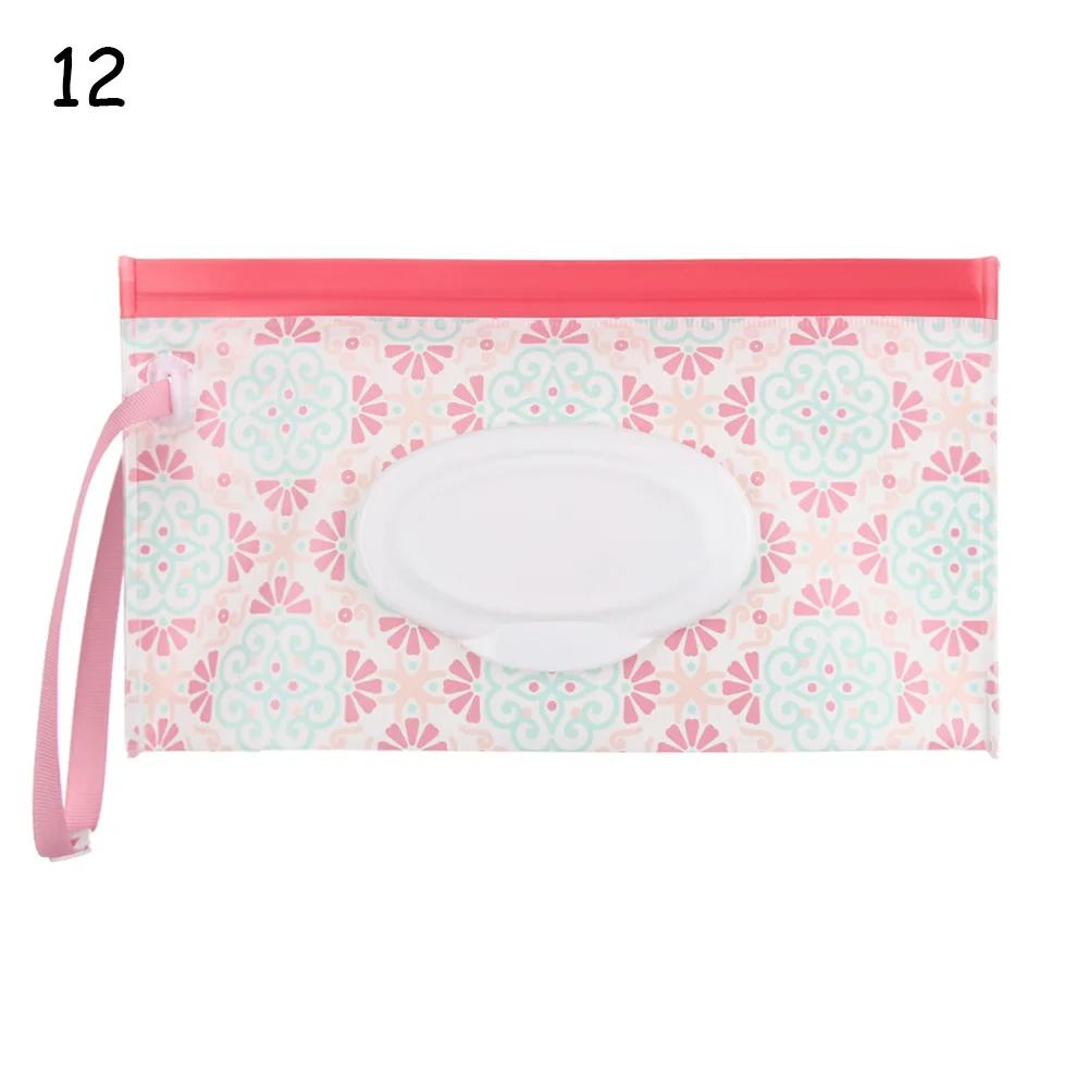 1PC Wet Wipes Bag Portable Flip Cover Snap-Strap Cosmetic Pouch Cute Baby Tissue Box Outdoor Cute Stroller Carrying Case Acces