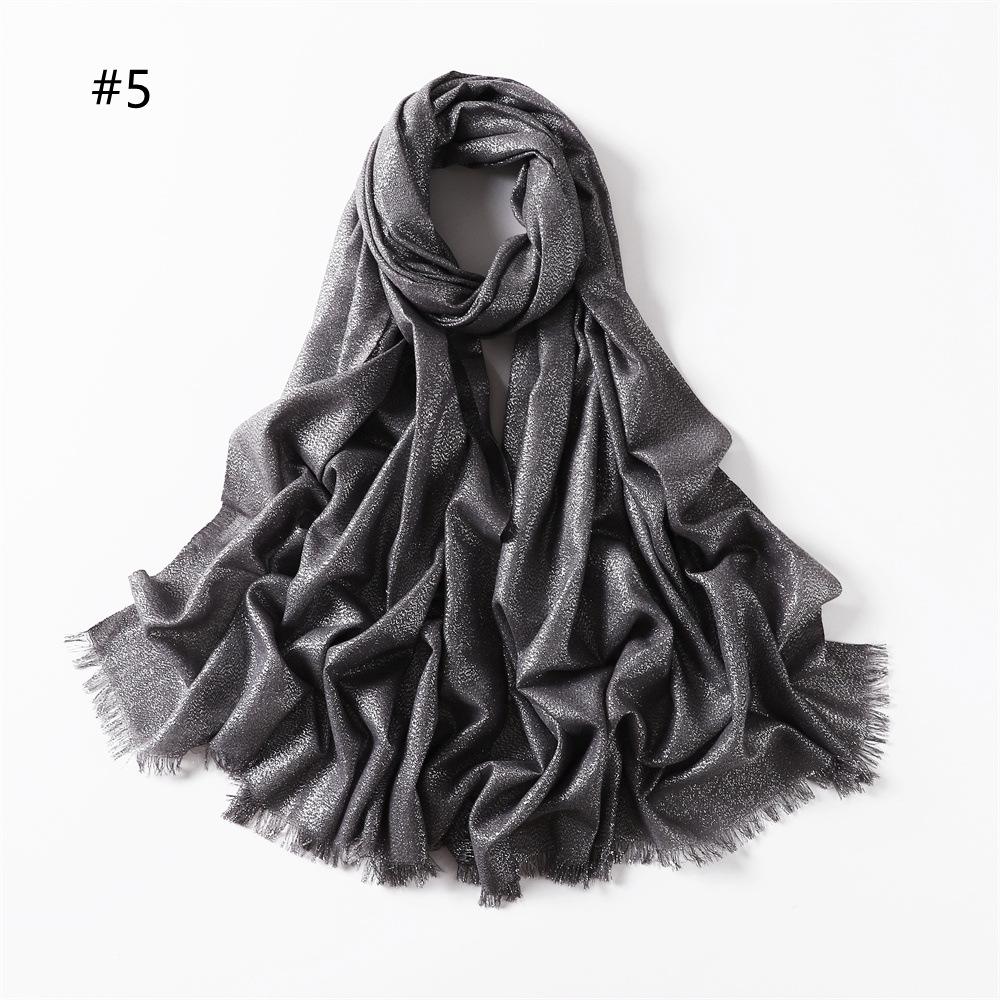 Elegant Two-End Tassel Scarf: Solid Color with Gold and Silver Threads