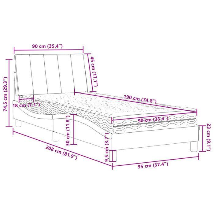 VidaXL Lit avec matelas vert foncé 90x190 cm velours 3208571