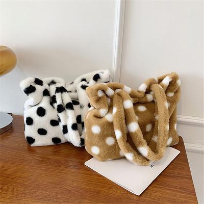 Ins Fashion Women Wave Point Shoulder Bags Winter Plush Underarm Bags Faux Fur Hand Bags Travel Purses Fluffy Shopper Bags
