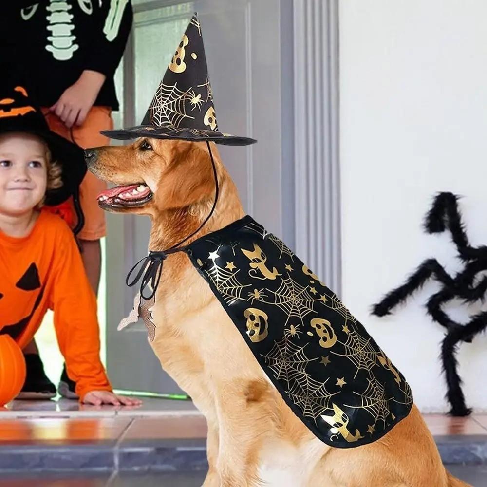 Adjustable Pet Halloween Costumes Cape Bat Halloween Pet Apparel Halloween Dog Cloak Hat  Dogs