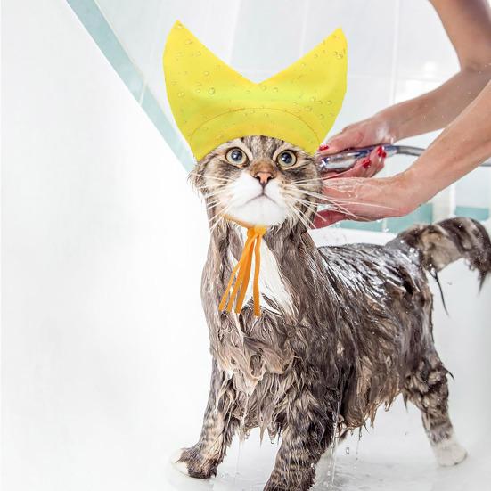 Căciulă Reglabilă pentru Baia Pisicii Impermeabilă Acoperitoare pentru Urechile Animalelor de Companie cu Șnur Capac pentru Capul Câinelui Protejează Urechile Animalelor de Companie de Apă și Șampon pentru Baie Duș