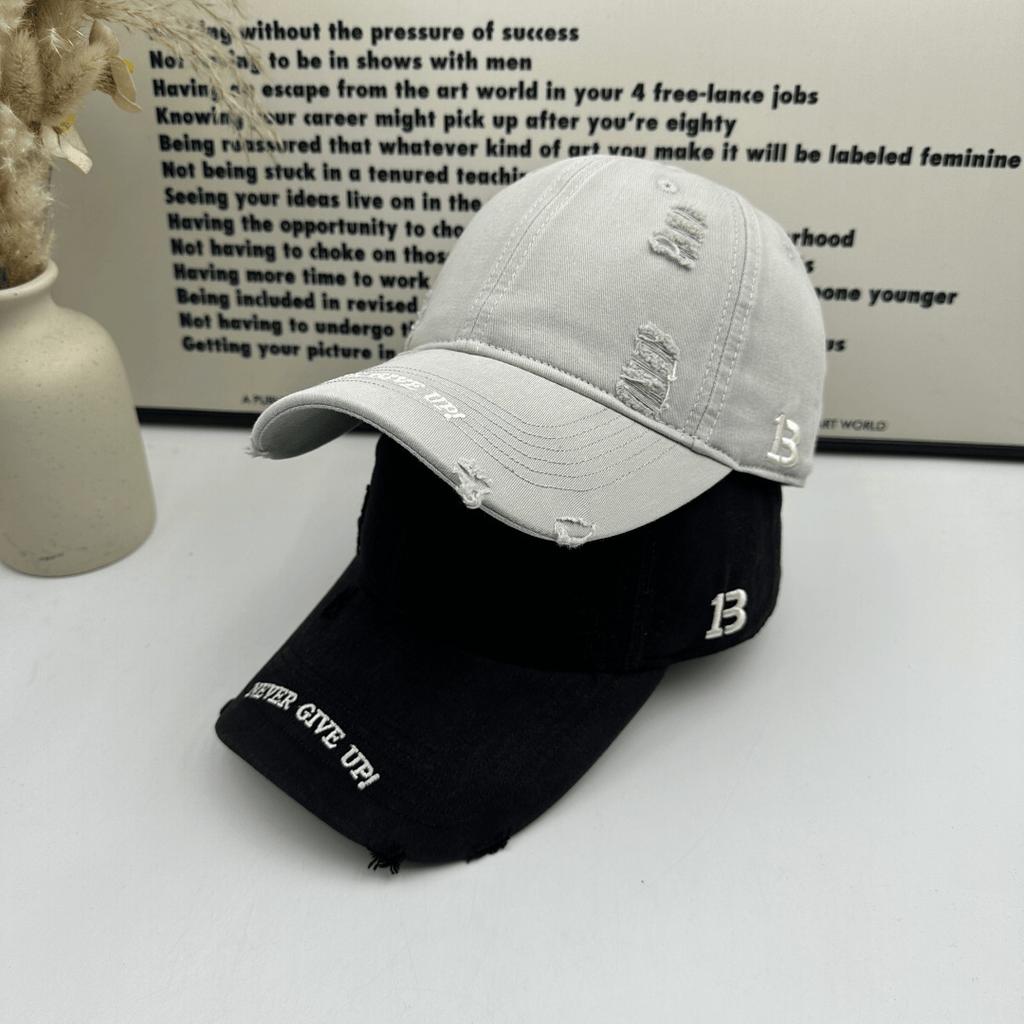 New Soft Top Washed American Retro Ripped Baseball Cap Men's and Women's Letter Embroidered Cap Sunshade Sunscreen Hat