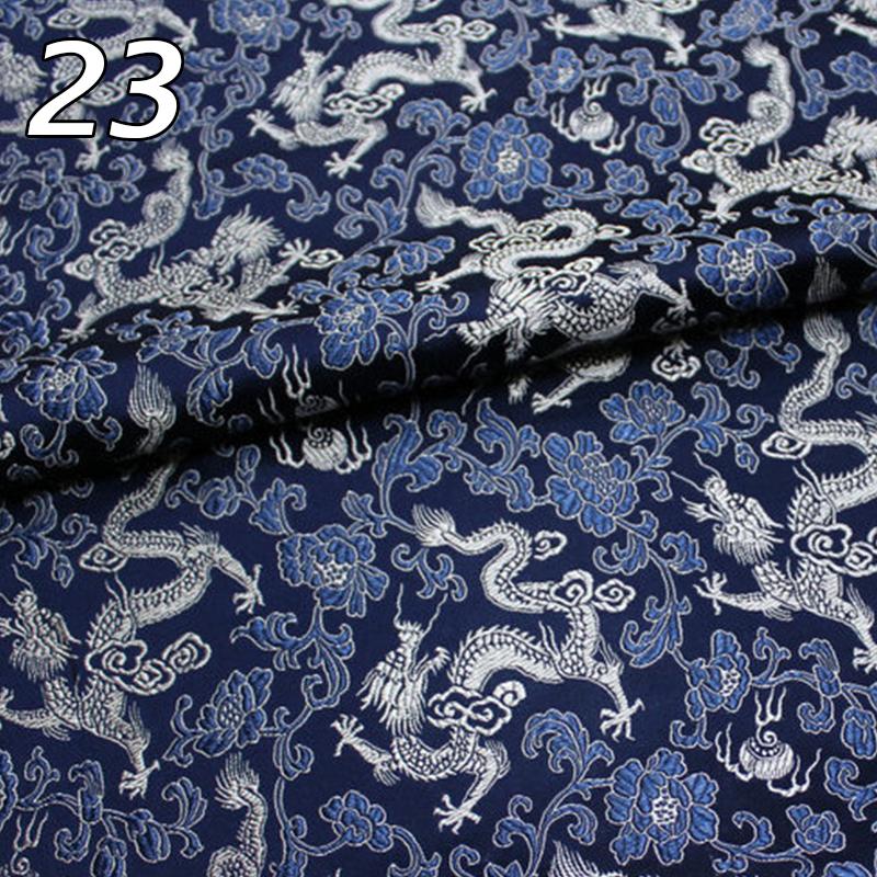 Chinese Traditional Embroidered Silk Brocade Dragon Pattern Fabric Tang Suit Hanfu Cheongsam Kid Wear Pillow Decoration Handmade