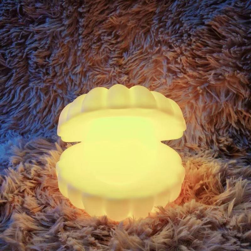 Mini Pearl Mussel Night Light Soft Lights Cartoon Shell Lamp Bedroom Nightstand Desktop