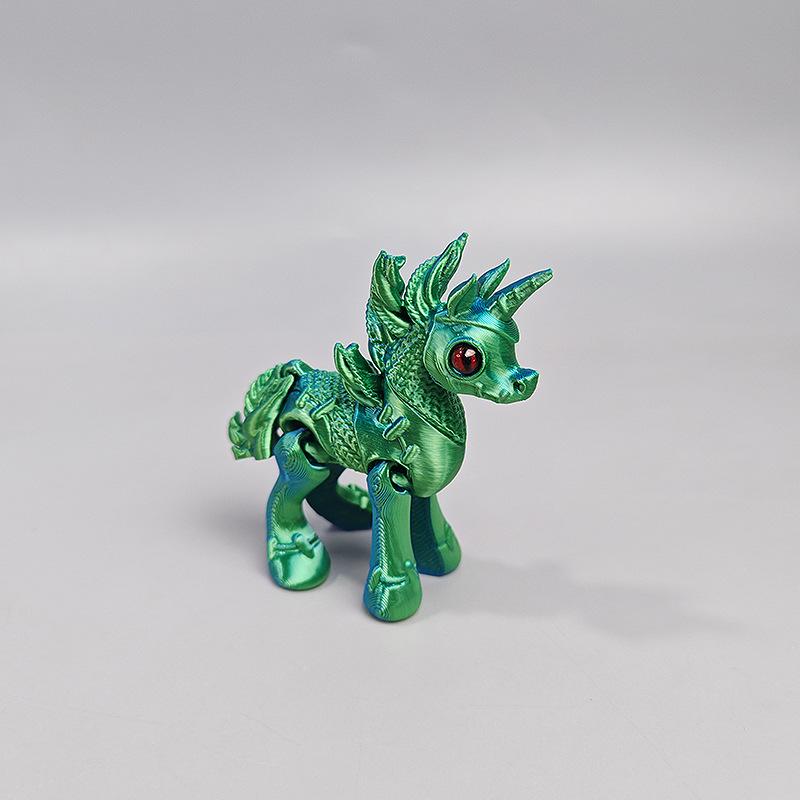 Colourful 3D Printing Unicorn Toy Crafts Home Decoration Small Ornaments Creative Gift Cute Anime Unicorn Model Joints Movable