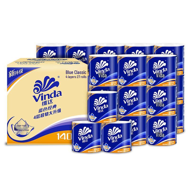 Vinda Classic Blue Roll Paper: 200g, National Tide: 180g, Super Tough: 130g, Cored Toilet Paper: 140g.