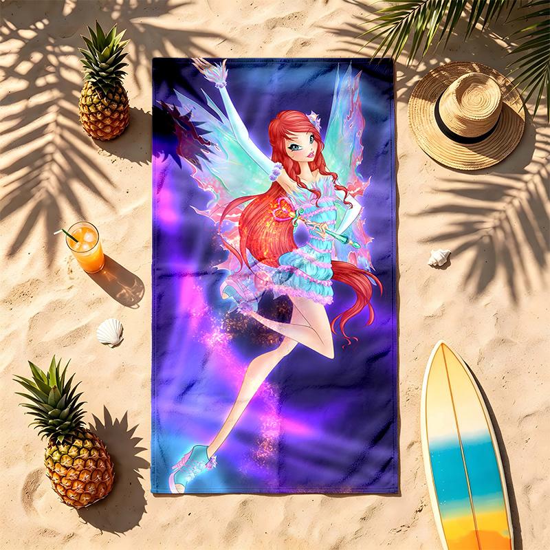 Winx Club (1) Téma Ručník na pláž Odolný vůči písku Měkký a pohodlný Vhodný k bazénu Kempování Jóga a Potápění Cestovní