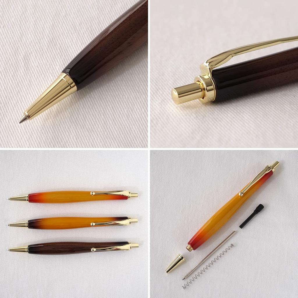 Luminio Wooden Ballpoint Premium Easy To Sunburst Rare Handcrafted In 4C Refills with Jetstream Prime and Walnut Pen, Oil-Based, 0.7mm, Knock-Style,