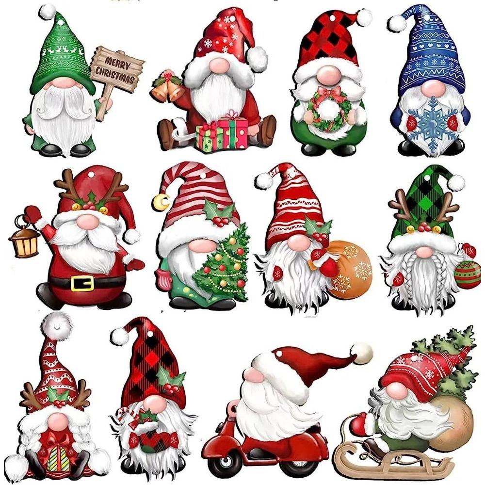 12/24 ks Dřevěné vánoční ozdoby skřítků Ručně vyráběné vánoční dekorace Přívěsky Santa Clause Domov