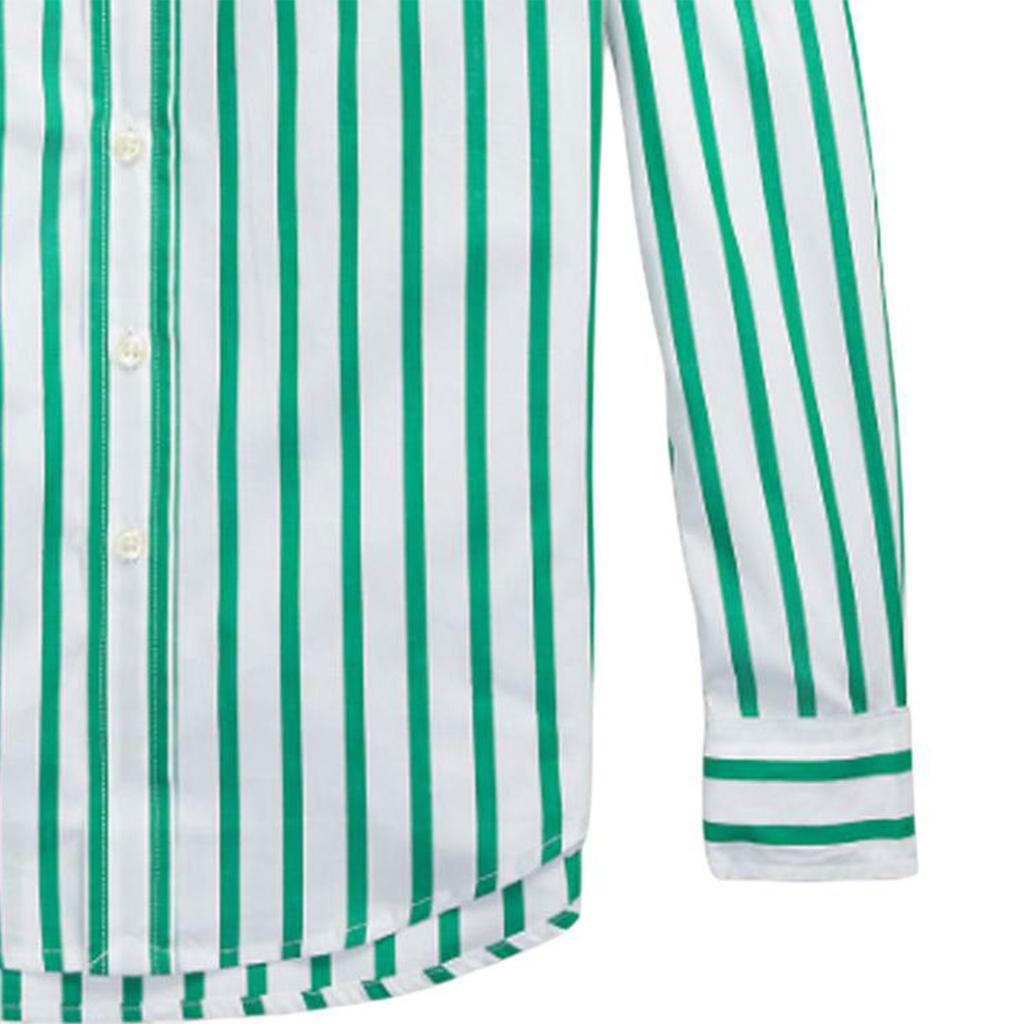 Polo Ralph Lauren Pruhované Dětské košile s límečkem na knoflíčky a výšivkou malého poníka, ležérní s dlouhým rukávem, broučí zelená CWPOWOVY6820456-999