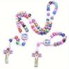1PC Colorful Ceramic Bead Bracelet - Cartoon Cartoon Cross Bracelet Catholic Holy Christ Cross Prayer Bead