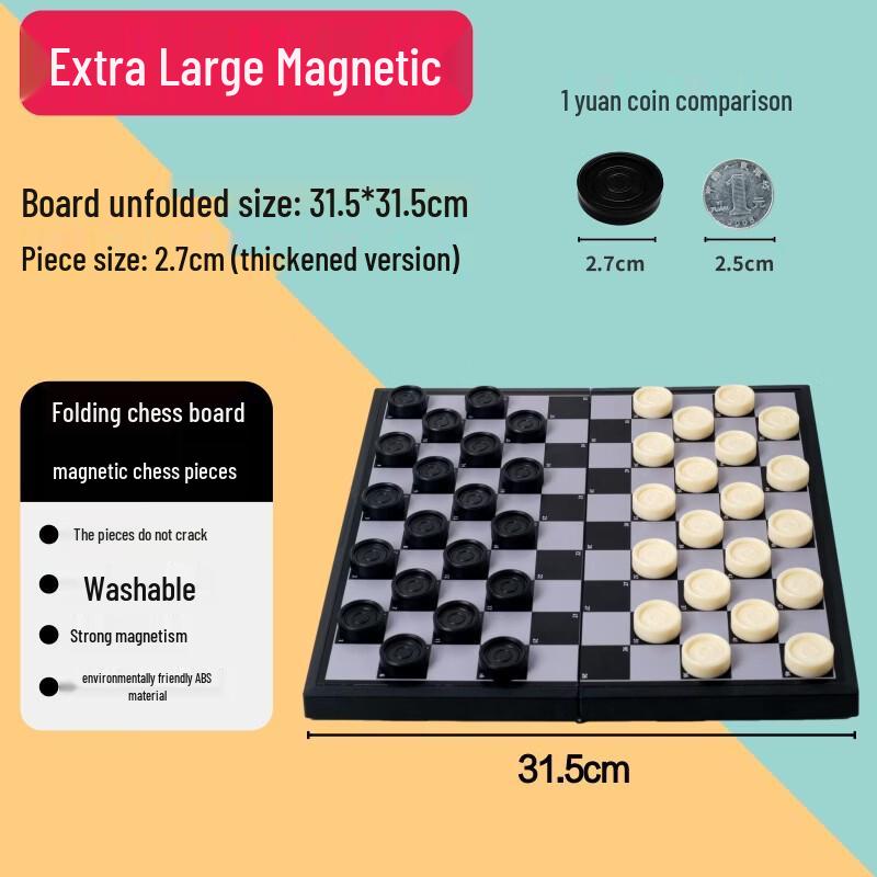 Mussels Large Magnetic Checkers Set with Folding Board