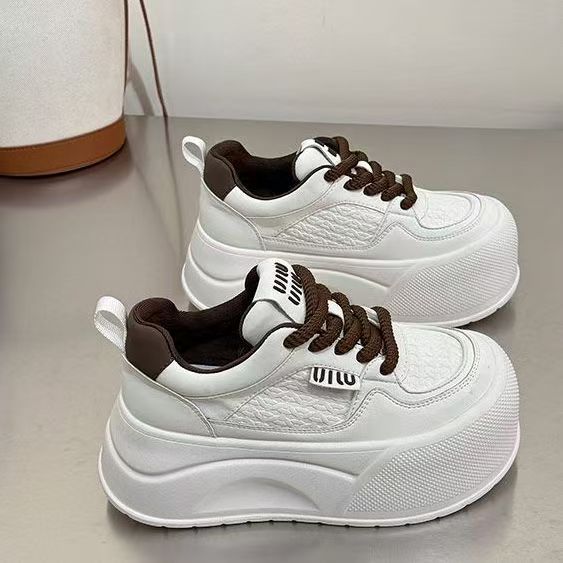 Thick sole heightening spring and autumn muffin board shoes casual sports bread shoes velvet