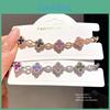 18k Gold Electroplated Zircon Flower Cuff Bracelet For Women Stylish Hand Jewelry