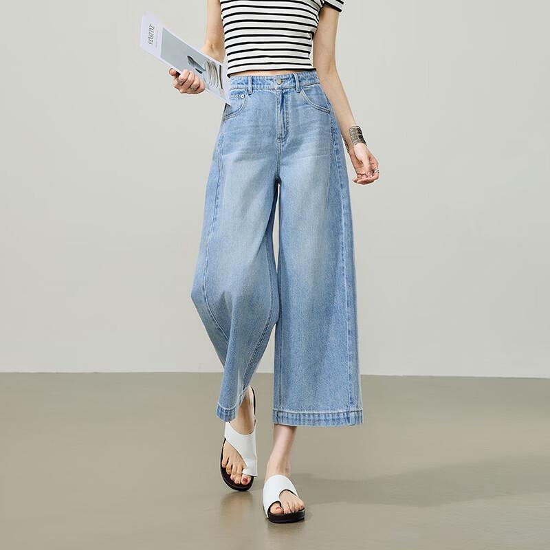 ESE-Y Women s Lightweight Cropped Wide-Leg Denim Jeans 29