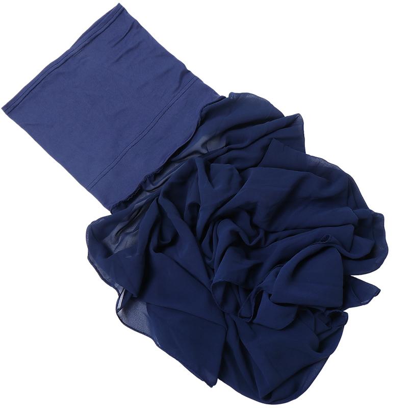 1Pc Muslim Shawl Scarf Chiffon Hijab Breathable Turban Head Wrap Women Solid Color Polyester With Inner Cap