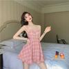New summer sweet pink plaid suspender dress women's summer small fresh student skirt Korean version girl