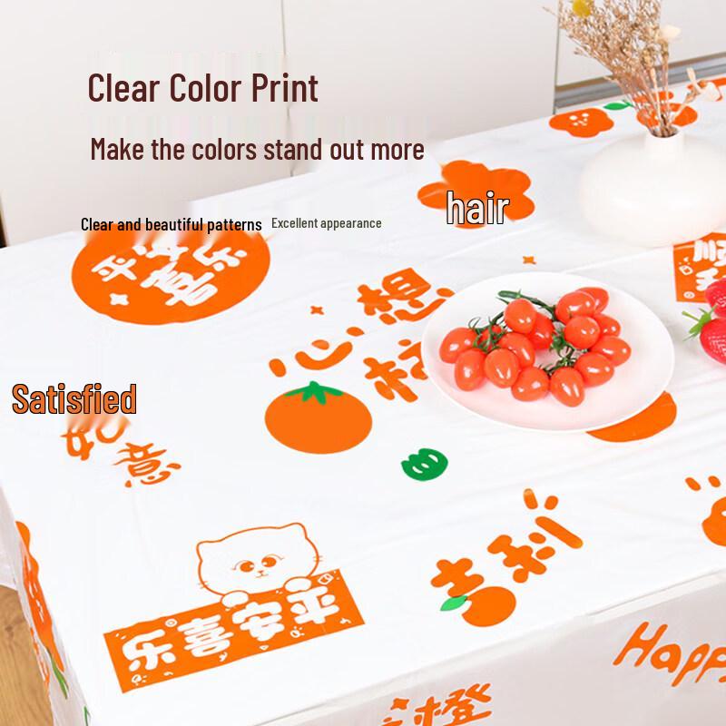 ZISIZ Persimmon Orange Print Disposable Tablecloth