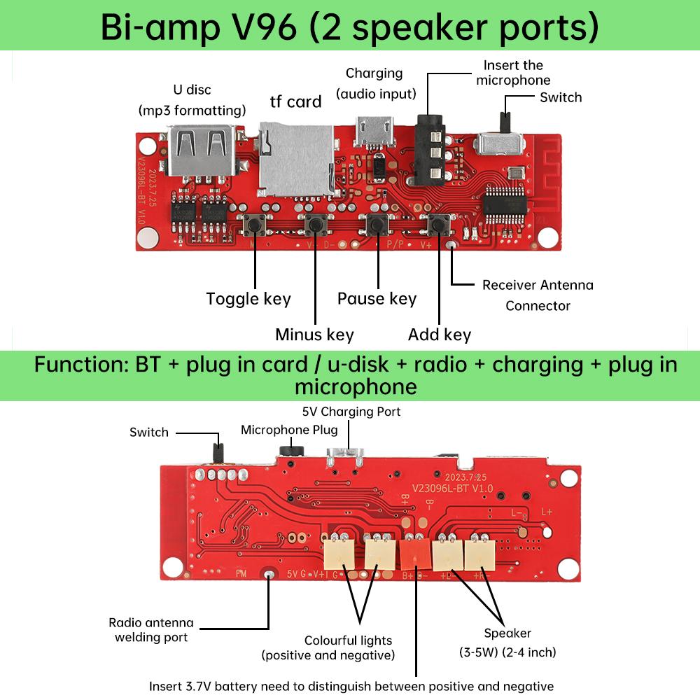 DC 3.7V Multi-function BT Audio Amplifier Board Audio Circuit Board Bluetooth Module DIY Bluetooth Module Micro USB