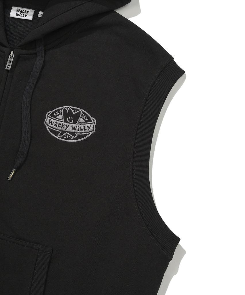 Wacky Willy Kiki Sleeveless Zip-Up Hoodie Black