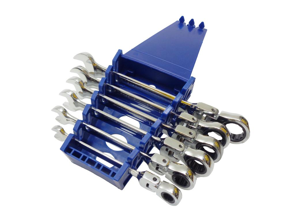 Swivel Flex Ratchet Wrench, Gear Wrench, Set of 6, 72 Gears, Combination Wrench, Gear Ratchet