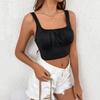 European and American black sports solid color slim-fit sleeveless waist shoulder strap backless small vest