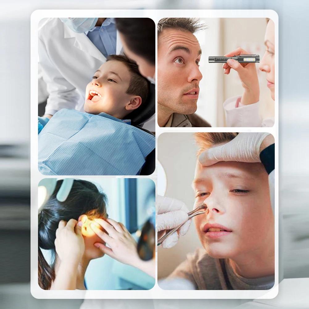 Portable Mini Medical Pen Light Type-C Rechargeable LED Flashlight with Clip COB Dual Light Home Lighting Doctor Checks Lantern