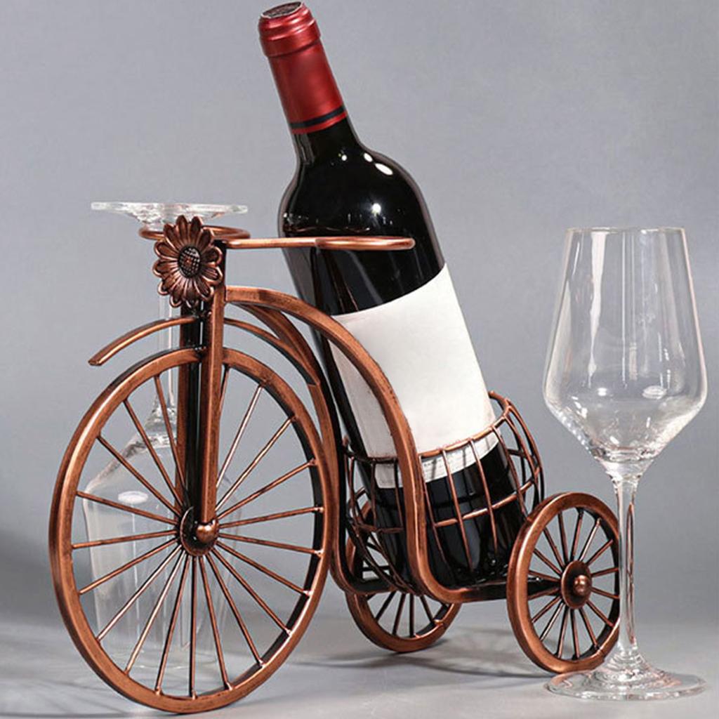 Creative Wine Bottle Holder Wine Rack for Single Bottle Three-wheeled Car Shaped Wine Organizer Stand Countertop Dis