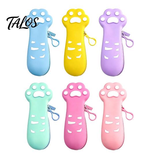 School Supplies Organizer Cat Paw Silicone Pencil Case, Large Capacity Stationery Student Supply Bag Bag, Students Storage Pouch with Zipper Case