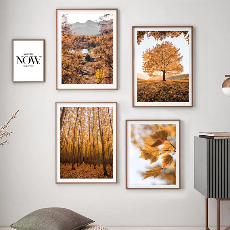 Maple Leaf Canvas Picture Paintings for Living Room Frameless Wall Art Prints Moutain Landscape Posters Modern Home Deocr No Frame