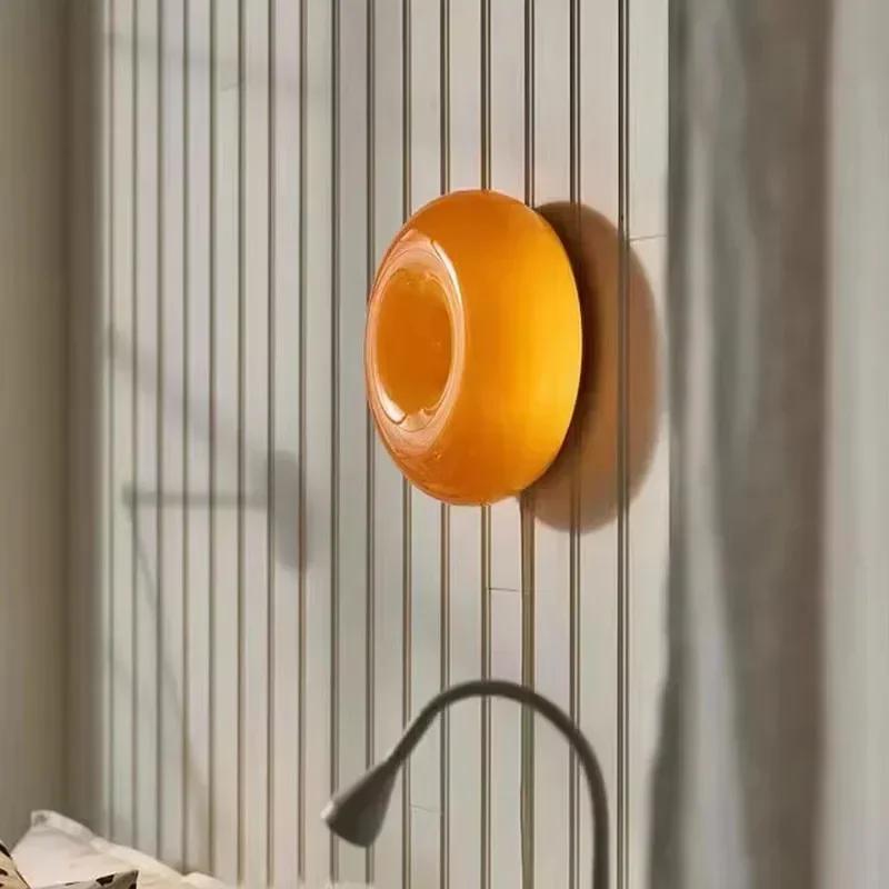 Design Donut Wall Lamp Glass Wall Sconce Living Room Bedroom Bedside Hallway Staircase Balcony Home IndoorDecor Lighting Fixture