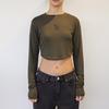 Keuluchi Symbol Crop Long-Sleeved T-Shirt (Olive) Womens