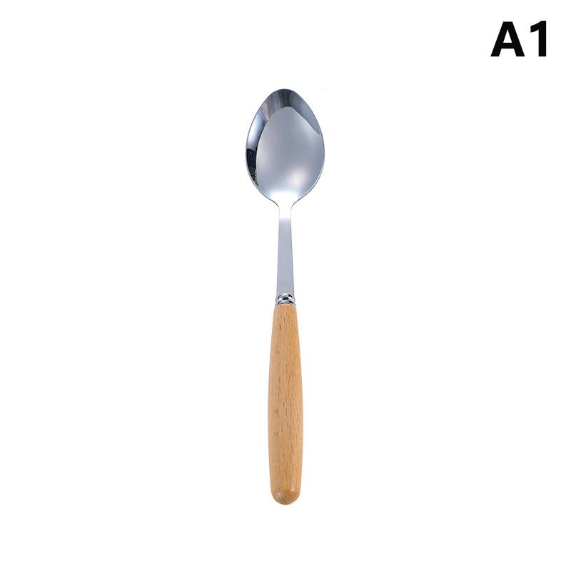 1/2/3 ks Nerezové nádobí s dřevěnou rukojetí Lžíce Steakový nůž Vidlička Čajové lžičky Pro domácí kuchyni Stolní nádobí Kuchyňské nářadí