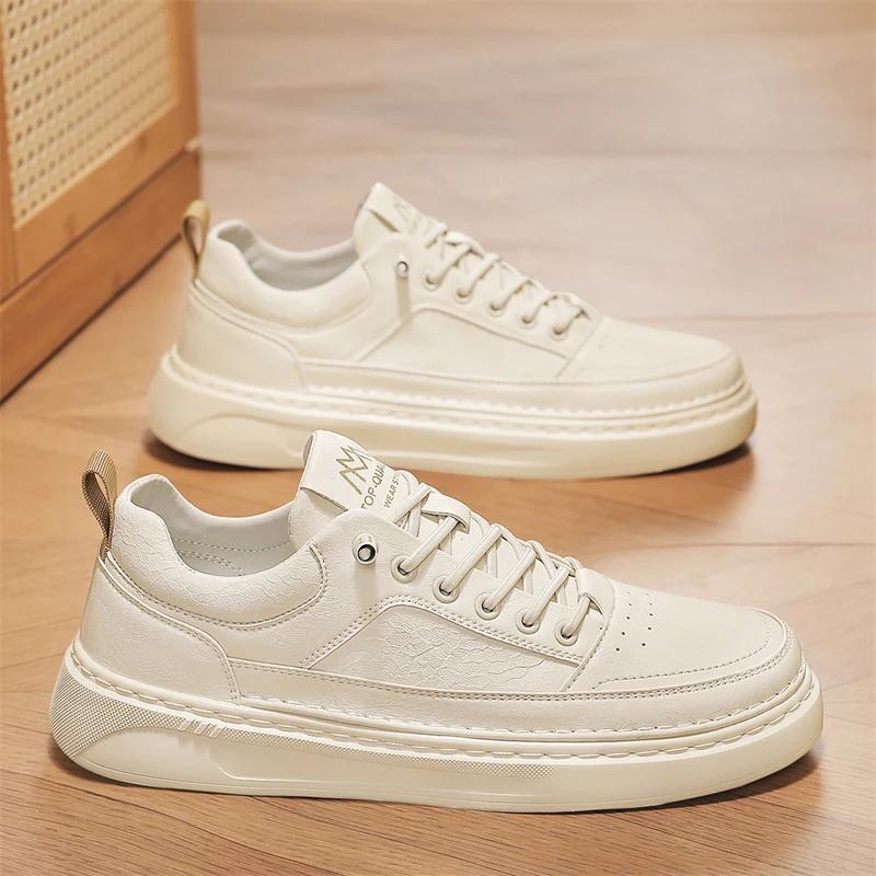 British Style Men Casual Leather Flat Shoes Soft Leather Breathable Teen Antiskid Versatile Shoes Lace-up Student Sneaker Shoes